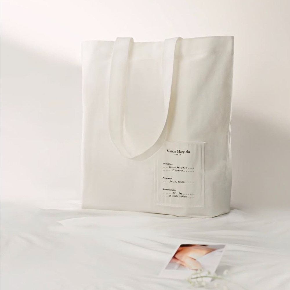 Maison Martin Margiela white canvas cotton Tote Bag purse logo